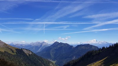 Point de vue depuis le col du Drison, avec notamment le Mont Blanc à droite